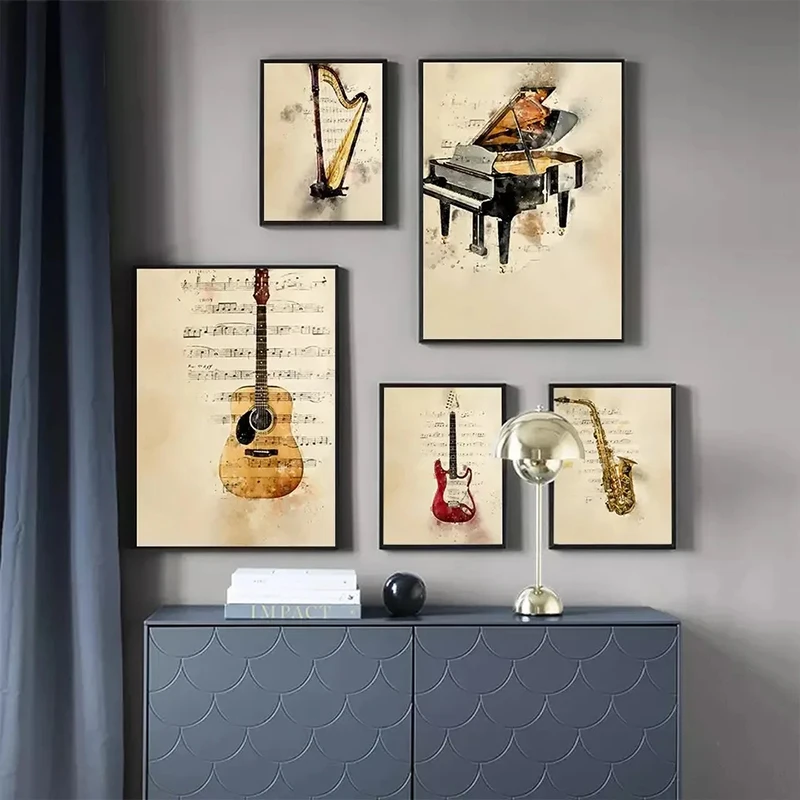 Picture Of Musical Instrument - Alat Musik Piano Gitar Gaya Vintage