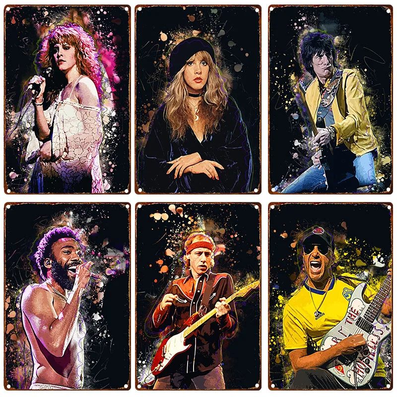 Musical Instrument Poster - Band Rock penyanyi gitar Retro papan