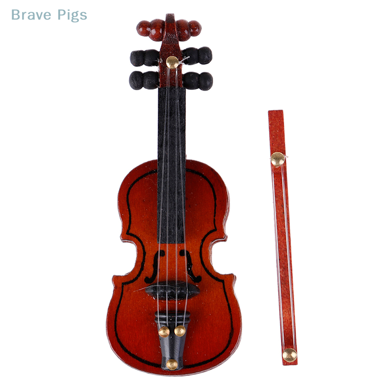 Musical Instrument Fiddle - Rumah boneka, instrumen kayu Mini biola,