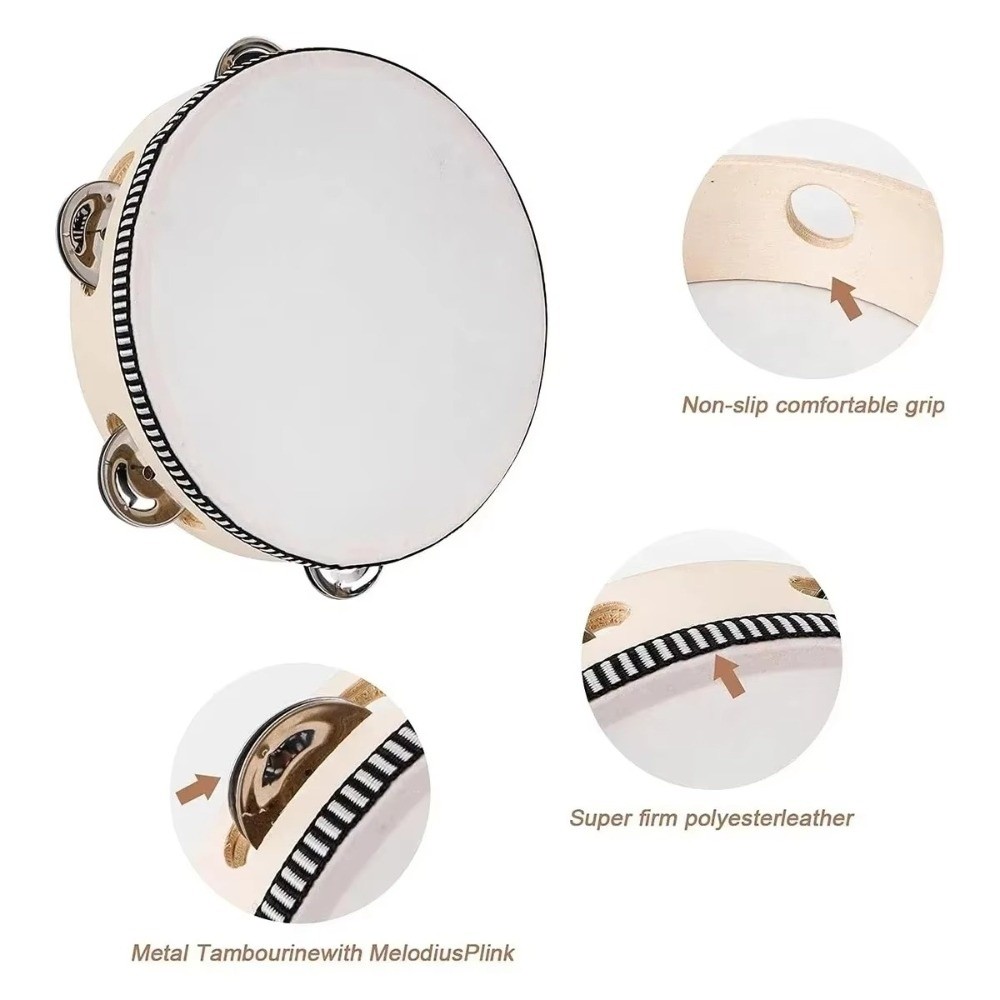 Musical Instrument Tambourine - Drum Genggam 4/6/8/10 Inci Drum Jingle