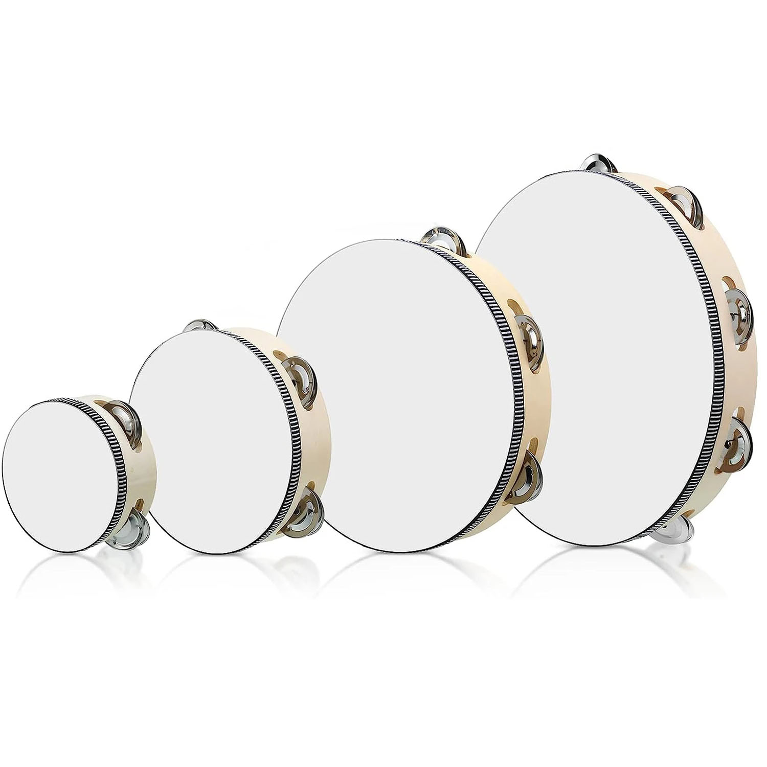 Musical Instrument Tambourine - Miwayer Rebana Kayu dengan Lonceng Logam