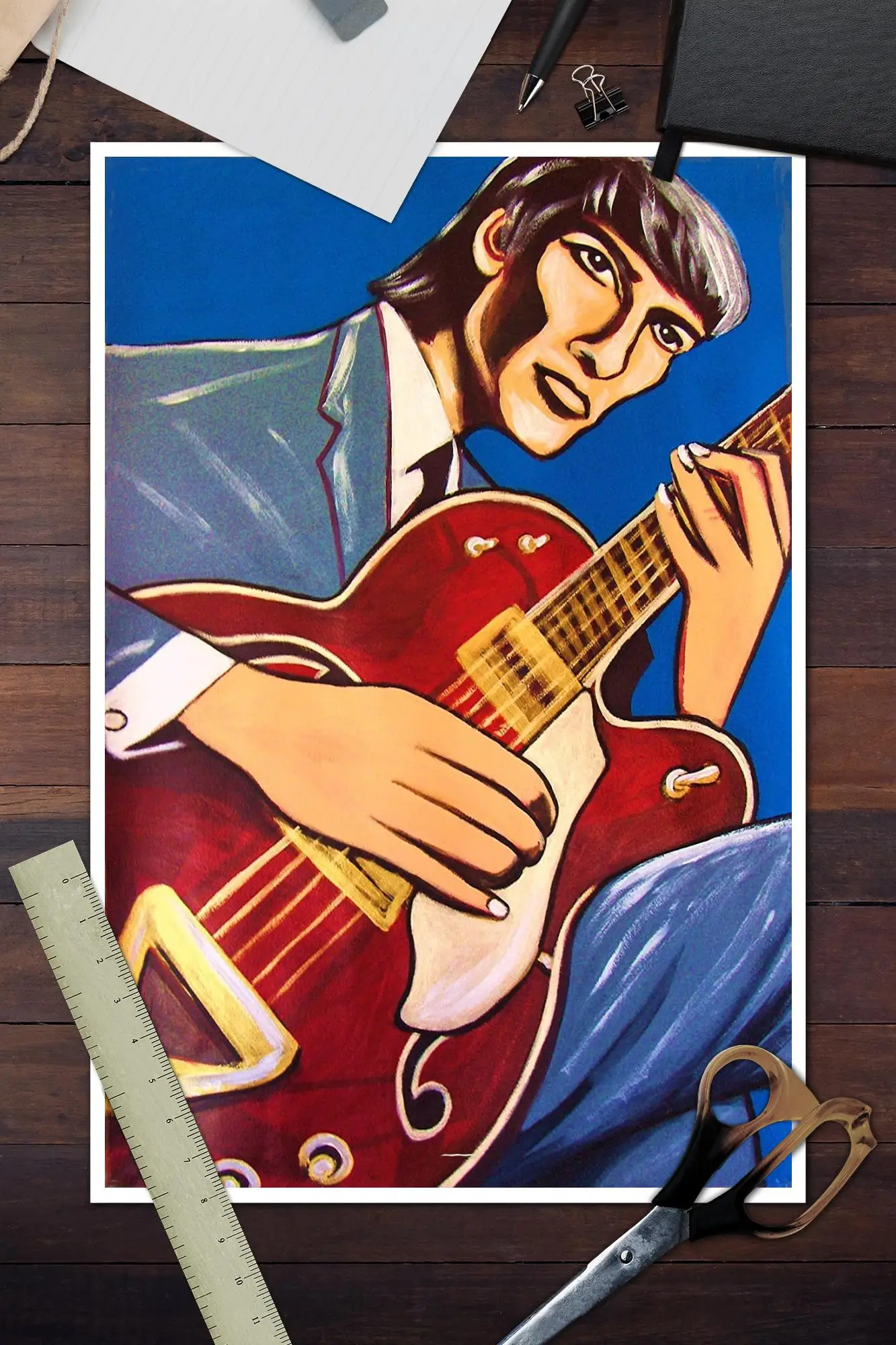 George Harrison Poster Band bi - Musical Instrument Poster ulasan dan harga