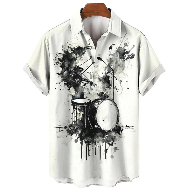 Blus atasan motif gitar saksof - Musical Instrument Hawaiian ulasan dan harga