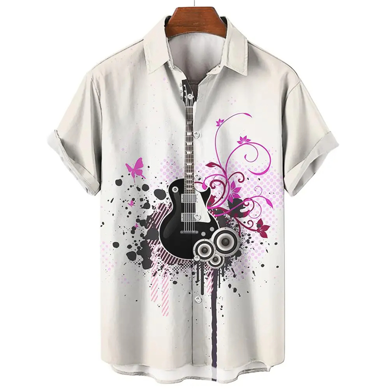 Blus atasan motif gitar saksof - Musical Instrument Hawaiian ulasan dan harga