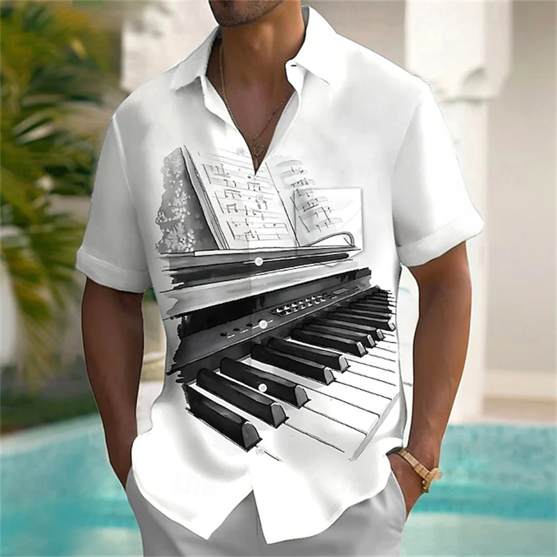 Kemeja Hawaii Tropis Musim Pan - Musical Instrument Hawaiian ulasan dan harga