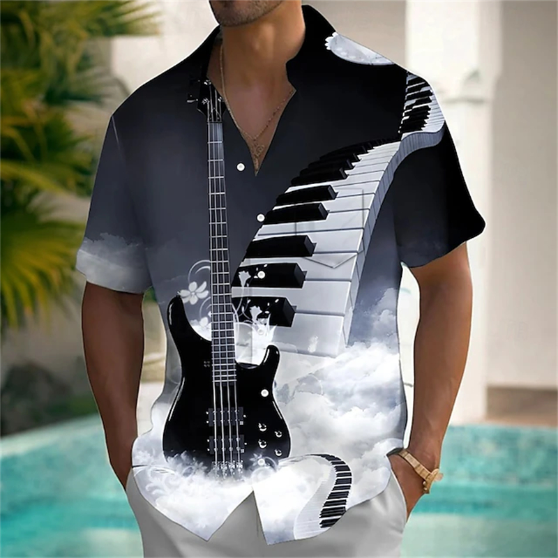 Kemeja Hawaii Tropis Musim Pan - Musical Instrument Hawaiian ulasan dan harga
