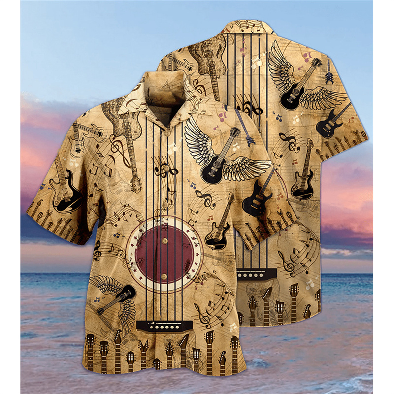 Kemeja pola gitar Bass Hawaii  - Musical Instrument Hawaiian ulasan dan harga