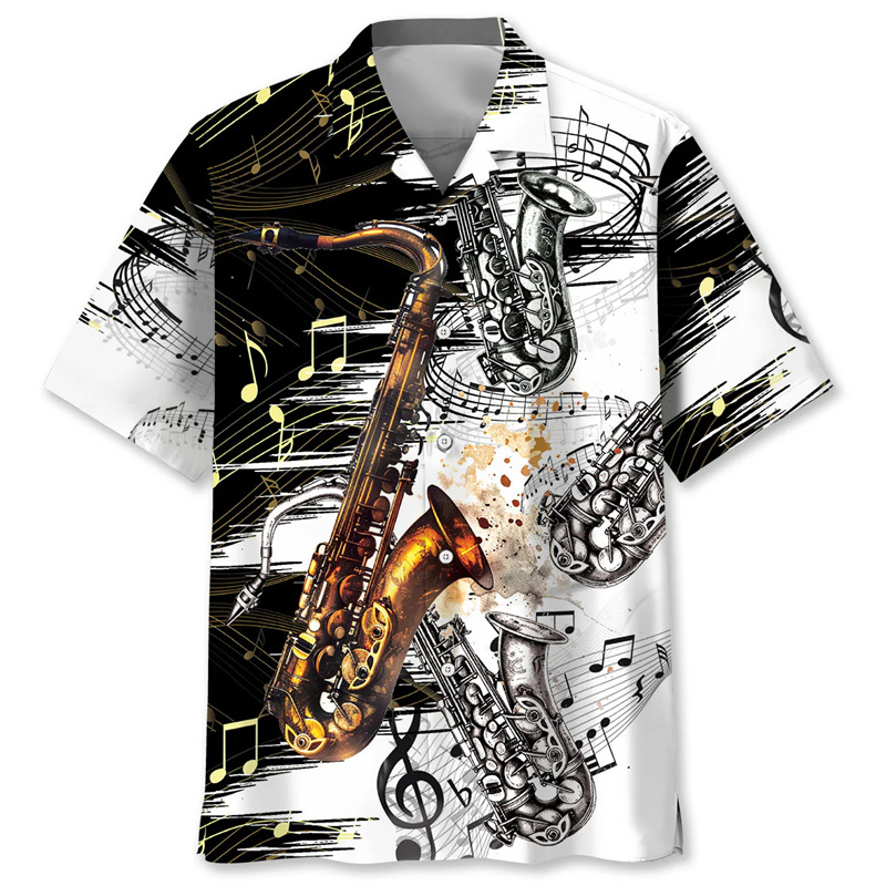 Kemeja Hawaii Tropis Saksofon  - Musical Instrument Hawaiian ulasan dan harga
