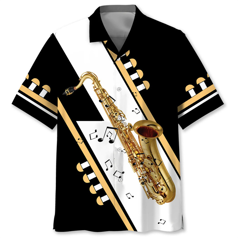 Kemeja Hawaii Tropis Saksofon  - Musical Instrument Hawaiian ulasan dan harga