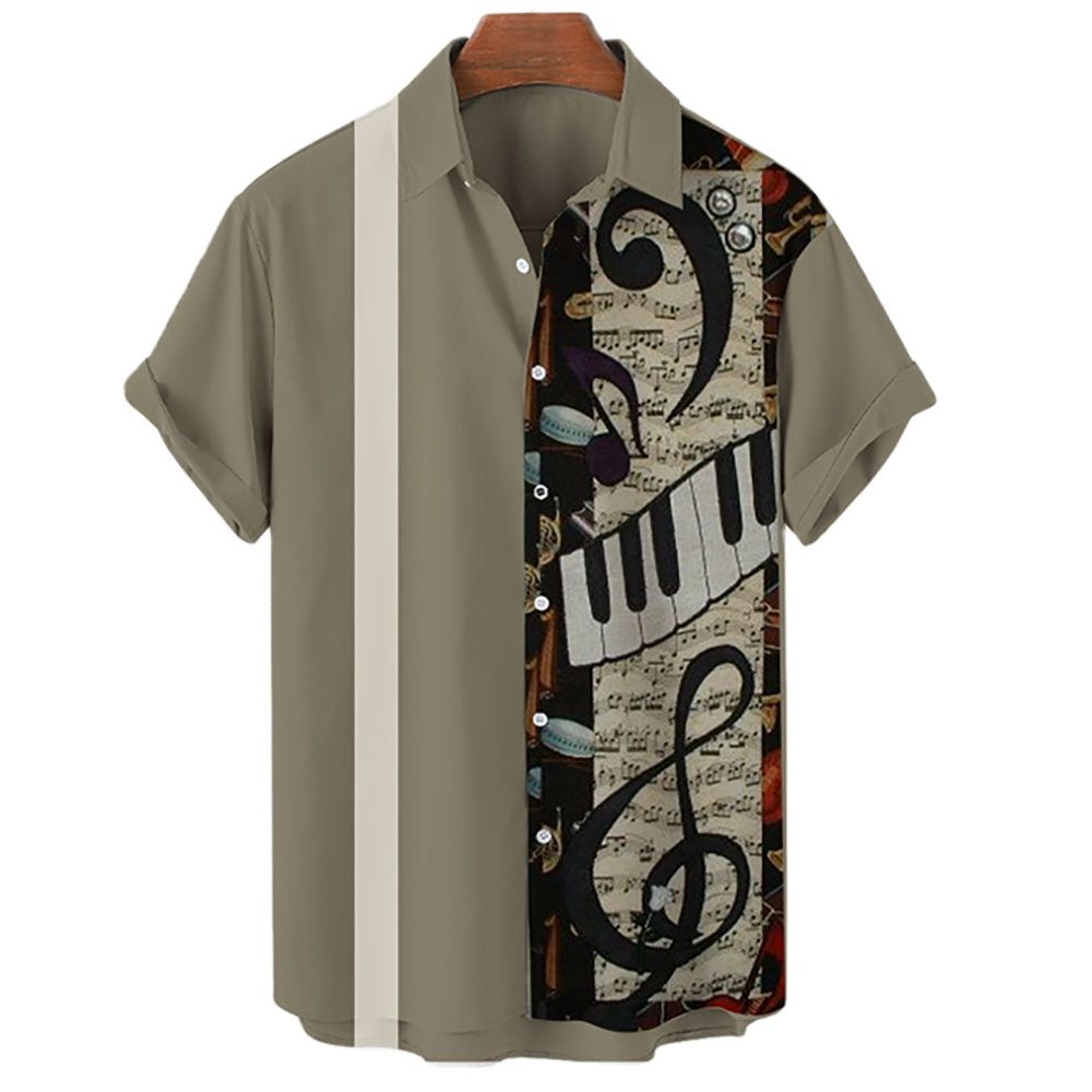 Kemeja Hawaii Pria Kasual Berm - Musical Instrument Hawaiian ulasan dan harga